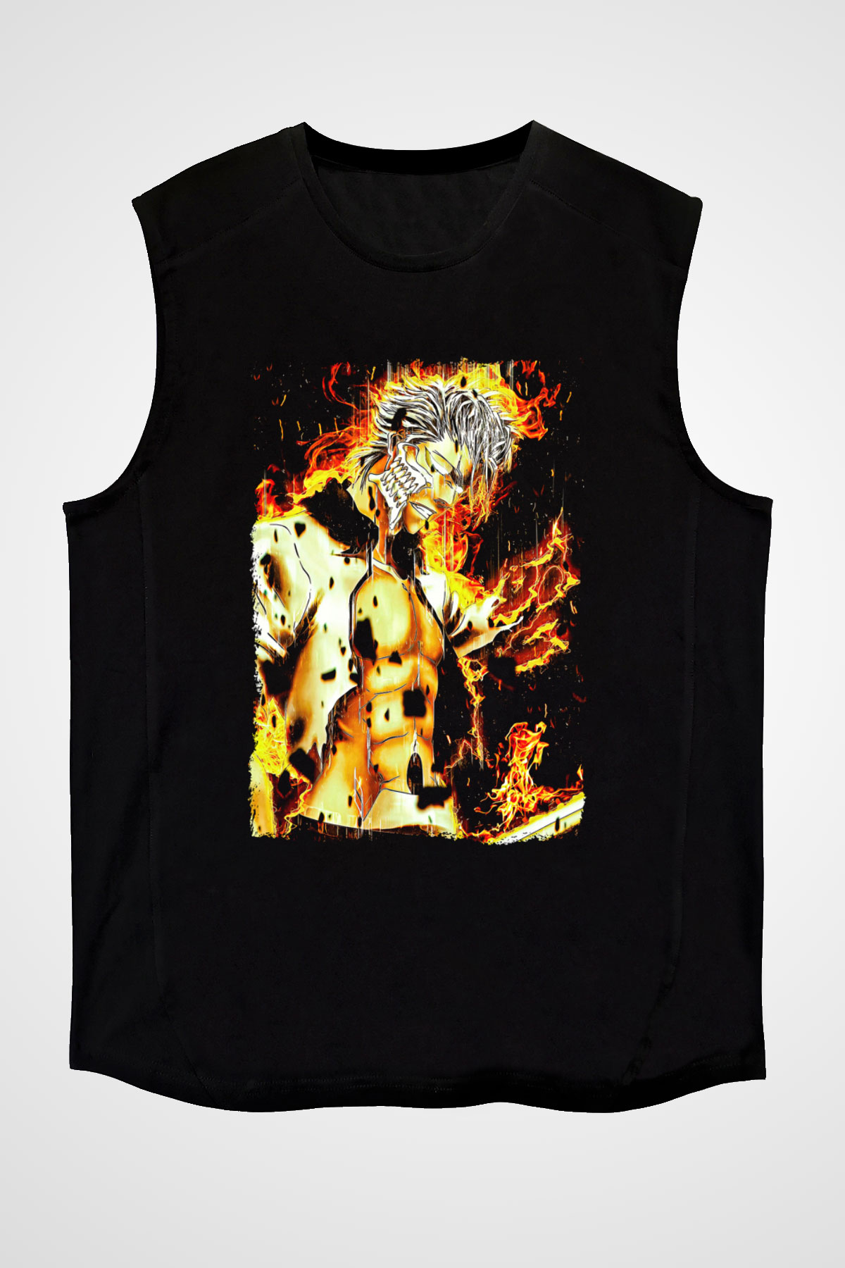 Bleach Baskılı Unisex Siyah Kolsuz Tişört - Tshirt