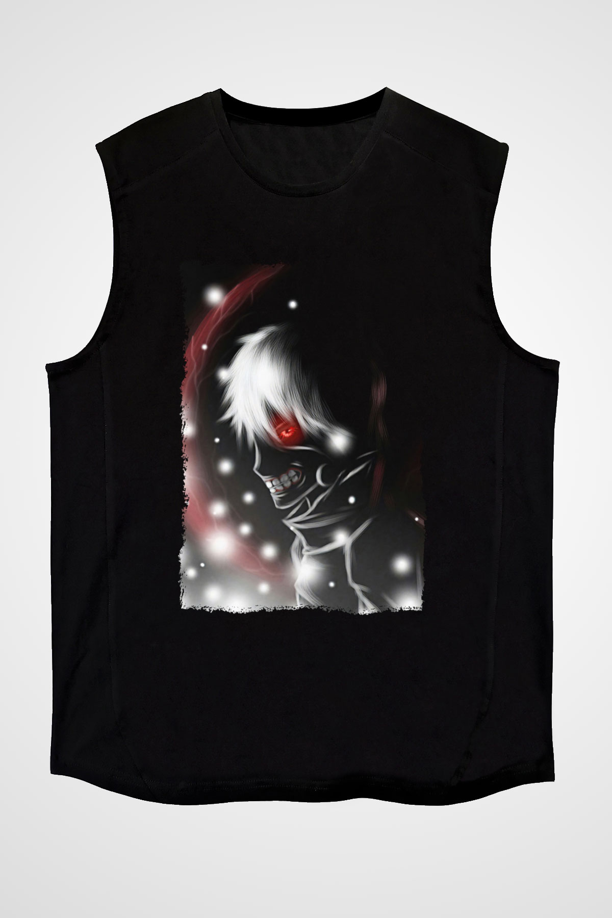 Bleach Baskılı Unisex Siyah Kolsuz Tişört - Tshirt