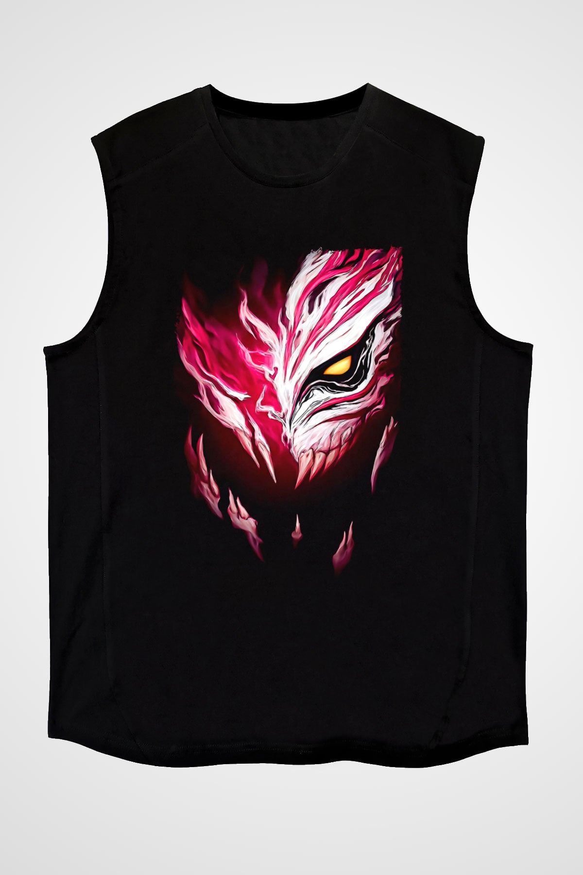 Bleach Baskılı Unisex Siyah Kolsuz Tişört - Tshirt