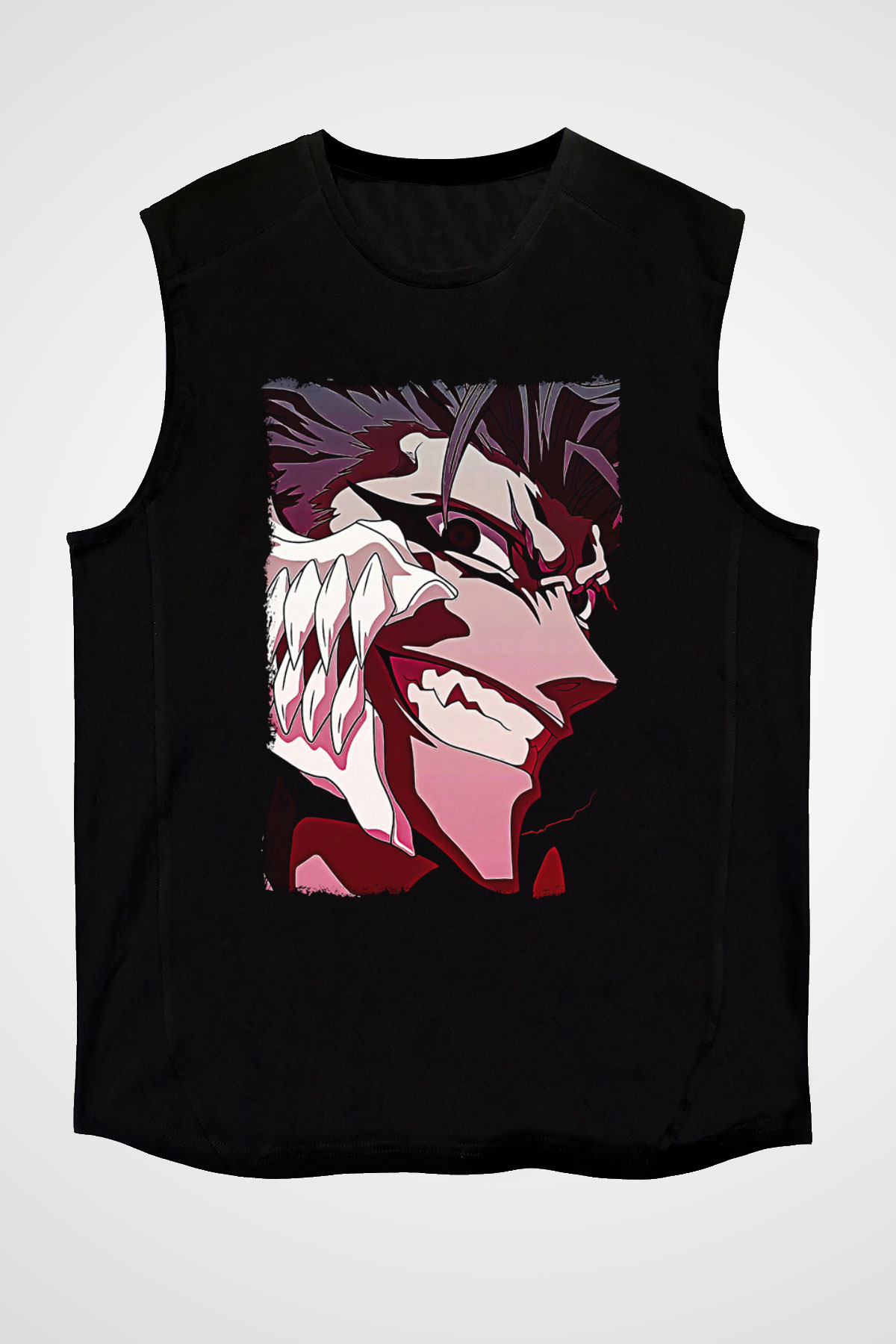 Bleach Baskılı Unisex Siyah Kolsuz Tişört - Tshirt