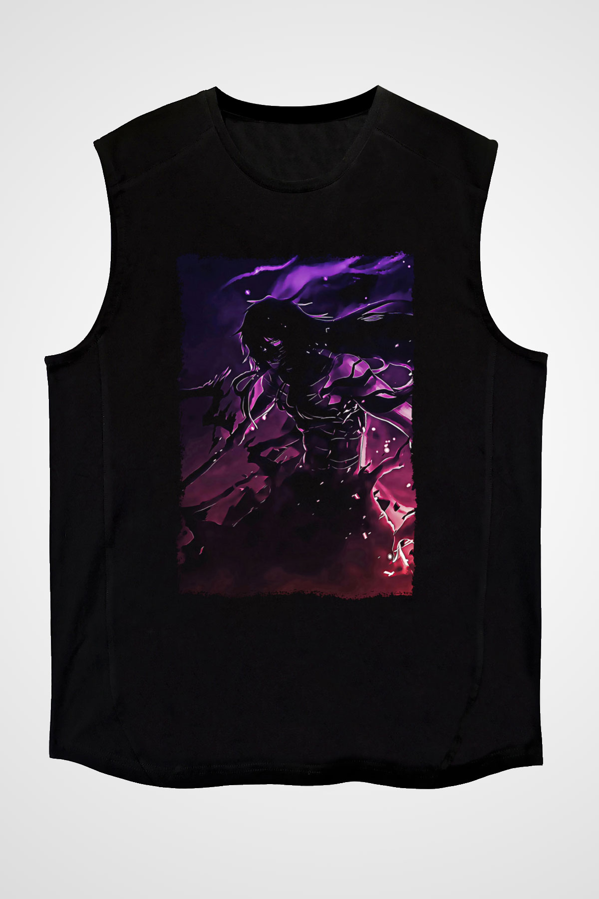 Bleach Baskılı Unisex Siyah Kolsuz Tişört - Tshirt