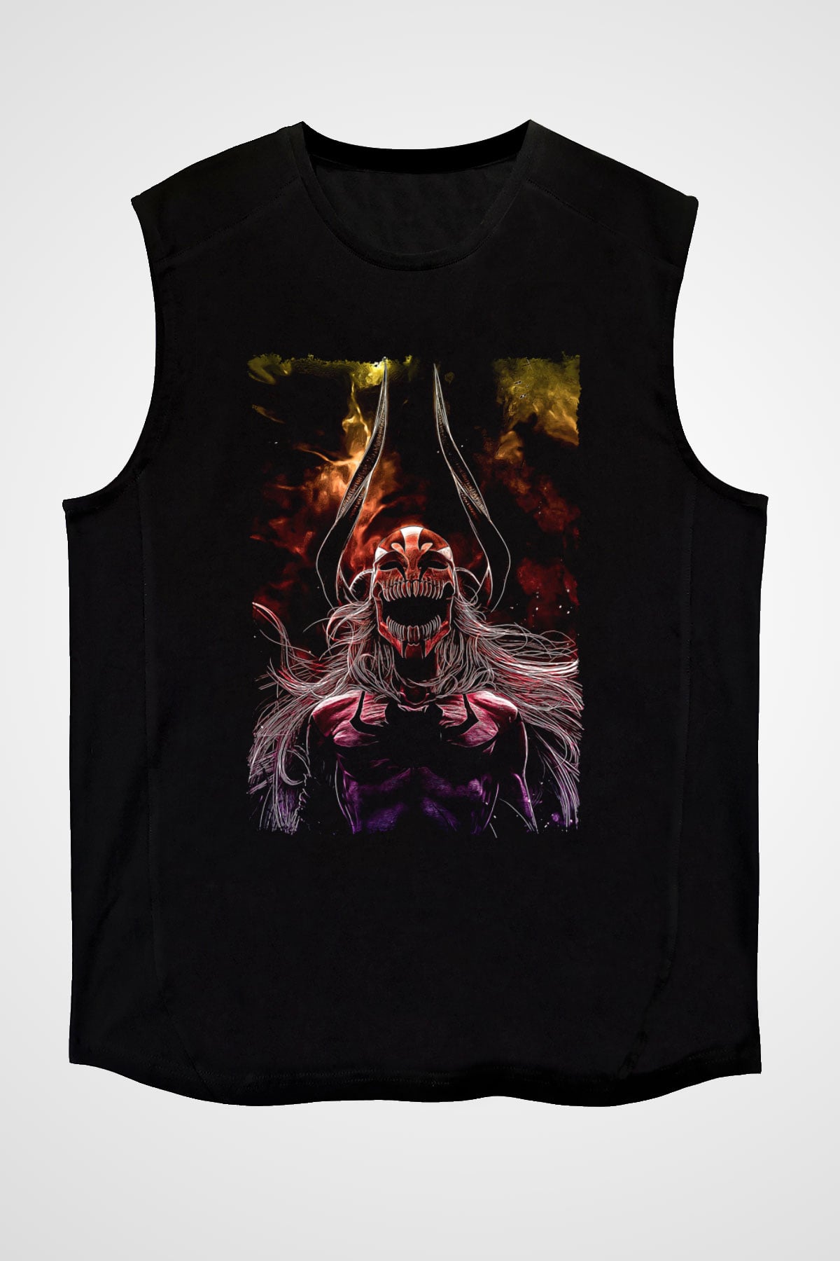Bleach Baskılı Unisex Siyah Kolsuz Tişört - Tshirt