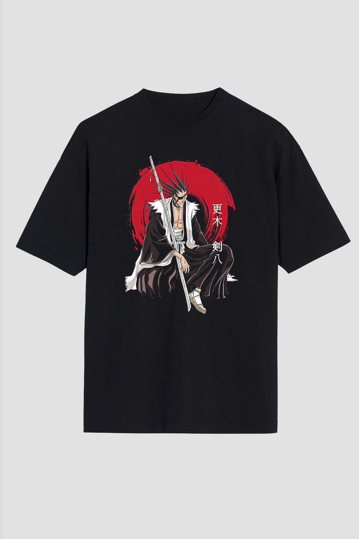 Bleach Baskılı Unisex Siyah Oversize Tişört - Tshirt