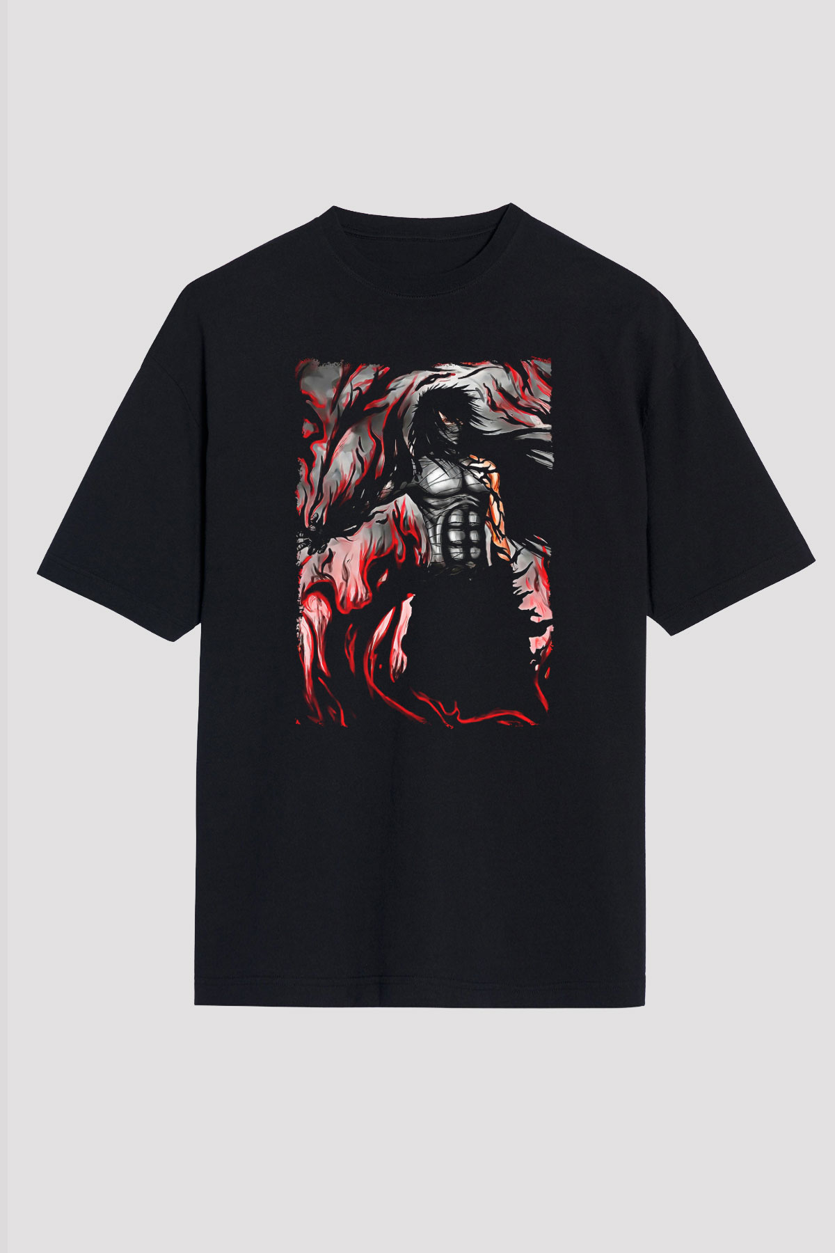 Bleach Baskılı Unisex Siyah Oversize Tişört - Tshirt