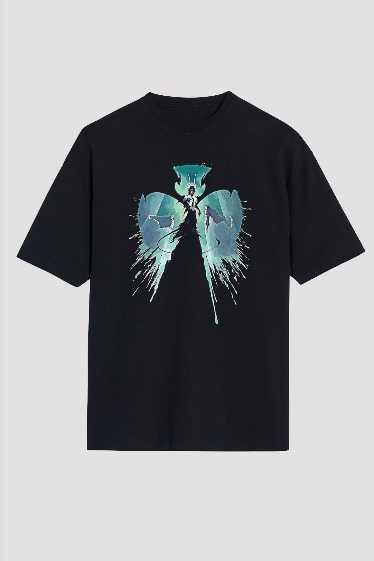 Bleach Baskılı Unisex Siyah Oversize Tişört - Tshirt
