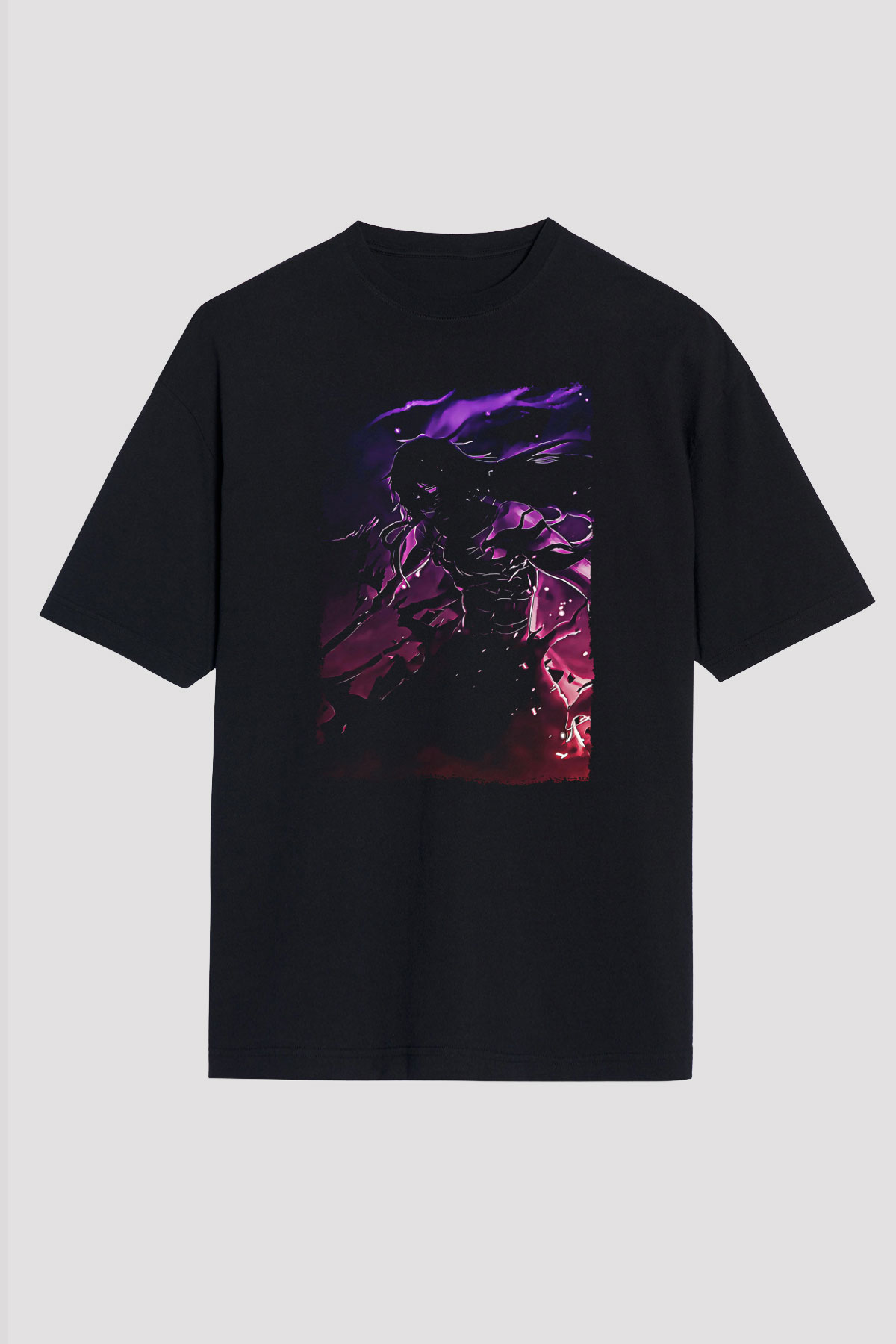 Bleach Baskılı Unisex Siyah Oversize Tişört - Tshirt