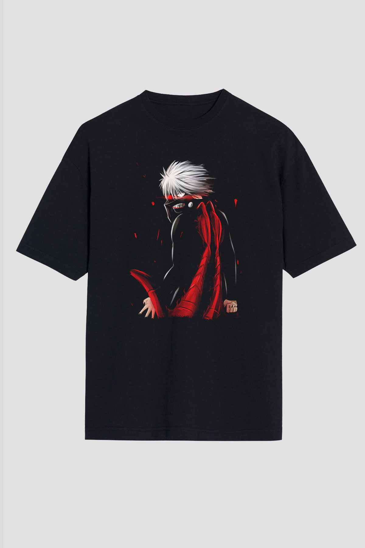 Bleach Baskılı Unisex Siyah Oversize Tişört - Tshirt