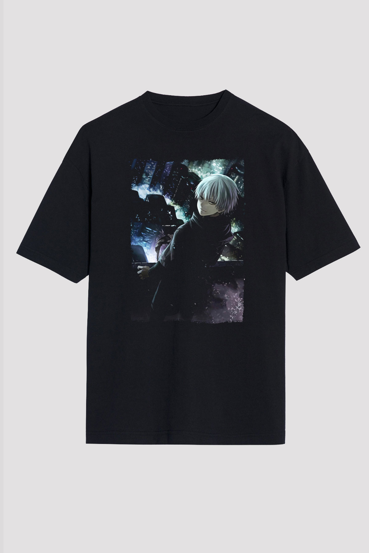 Bleach Baskılı Unisex Siyah Oversize Tişört - Tshirt