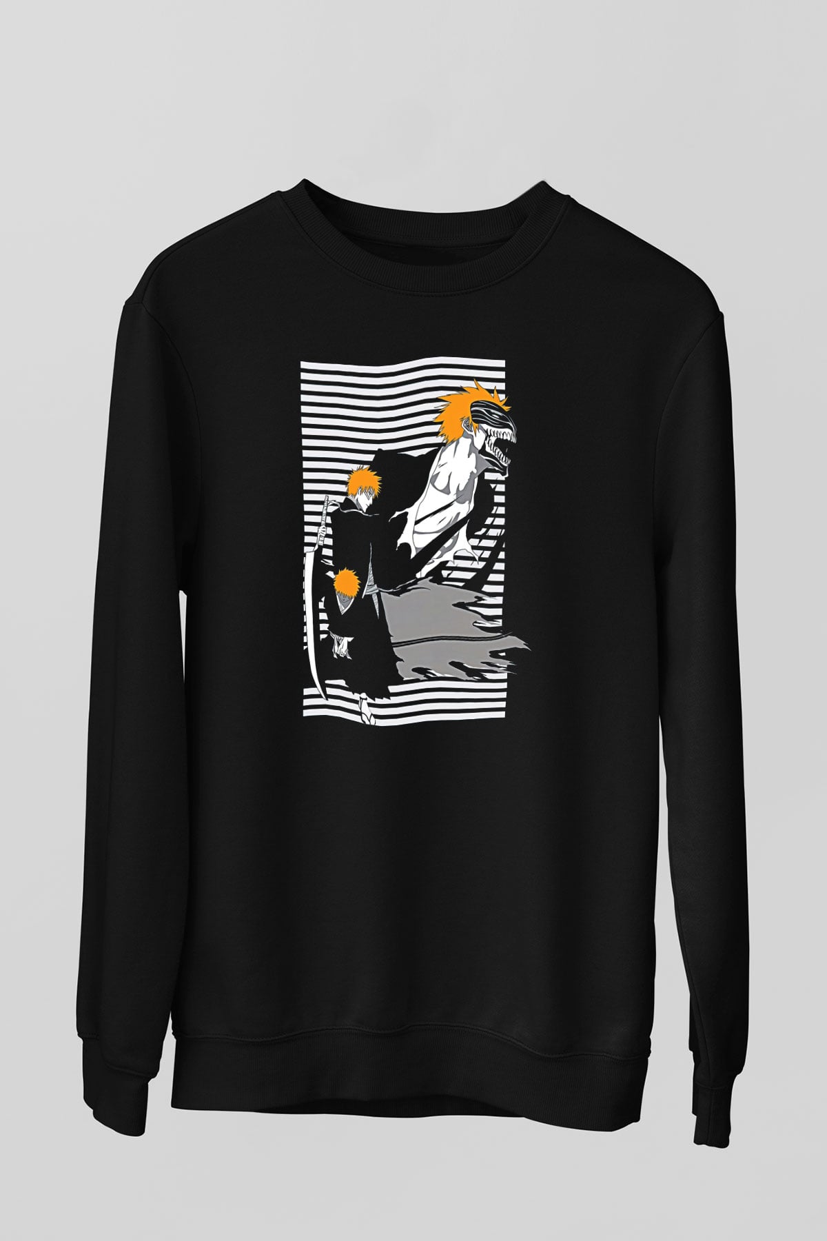 Bleach Baskılı Unisex Siyah Sweatshirt