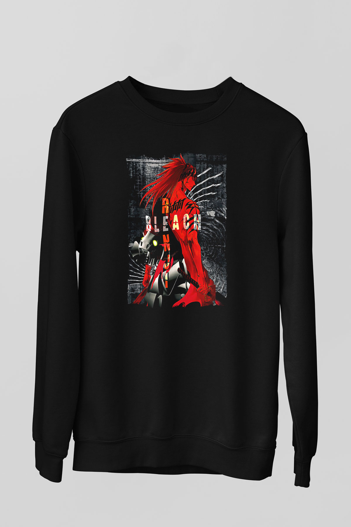 Bleach Baskılı Unisex Siyah Sweatshirt