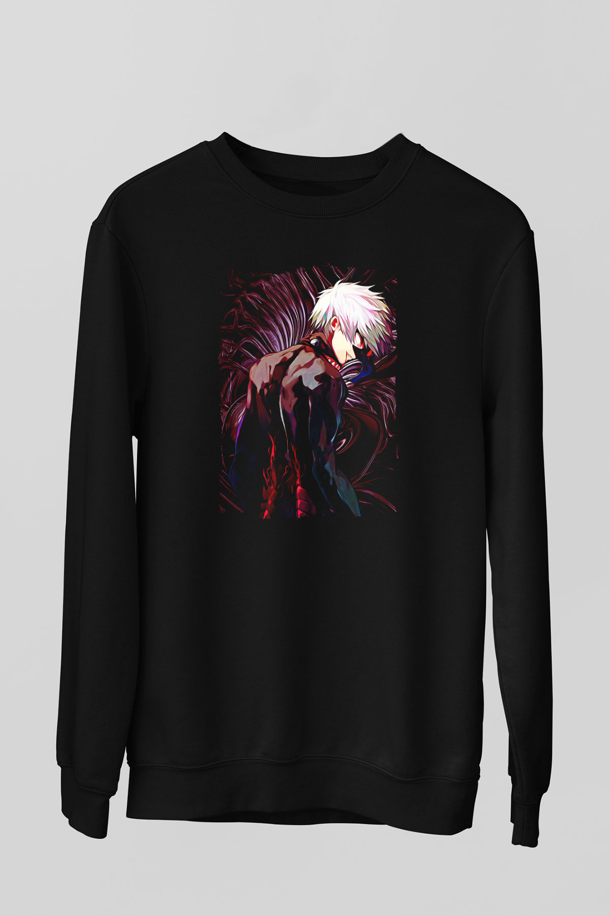 Bleach Baskılı Unisex Siyah Sweatshirt