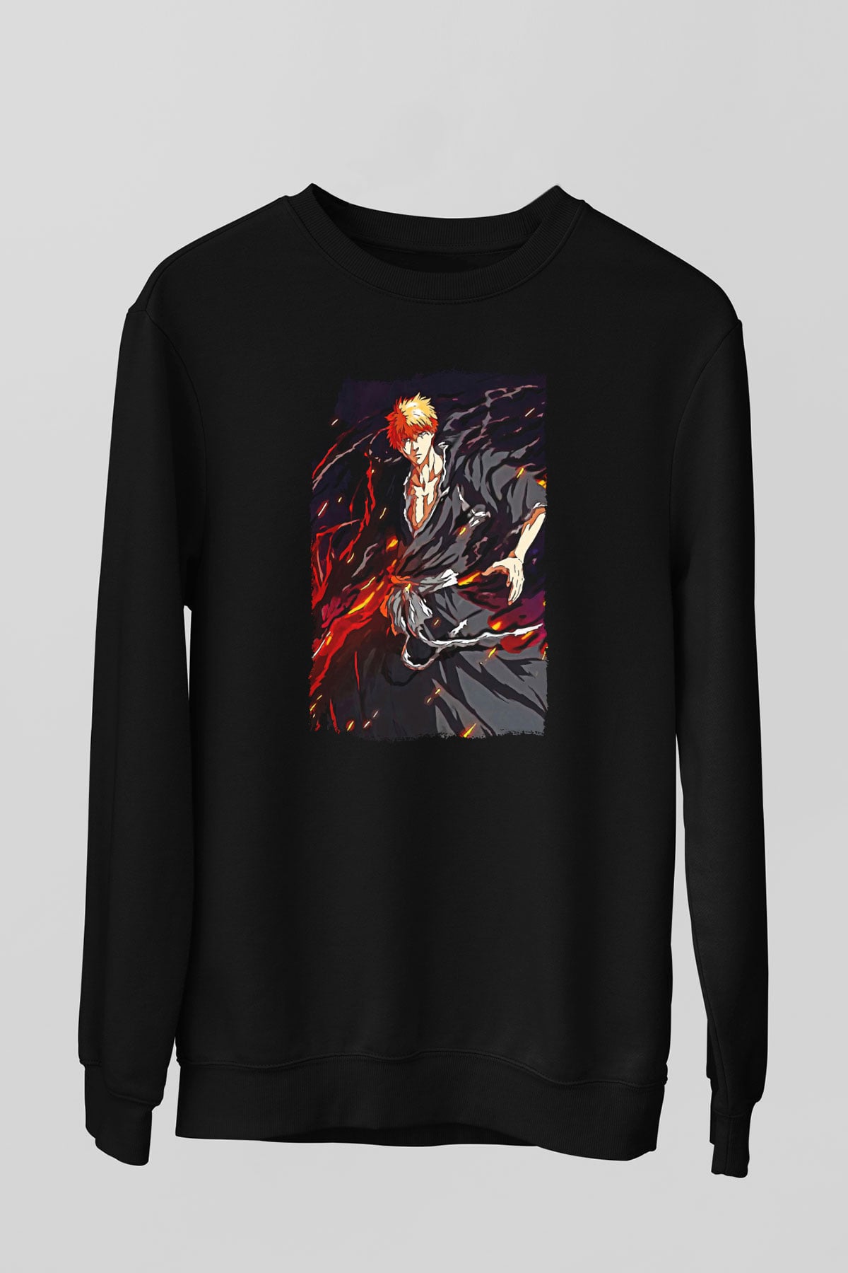 Bleach Baskılı Unisex Siyah Sweatshirt