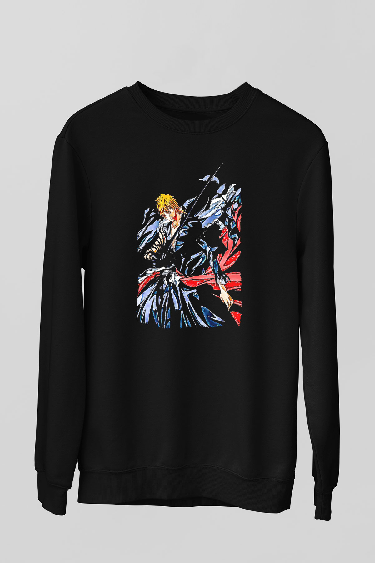 Bleach Baskılı Unisex Siyah Sweatshirt