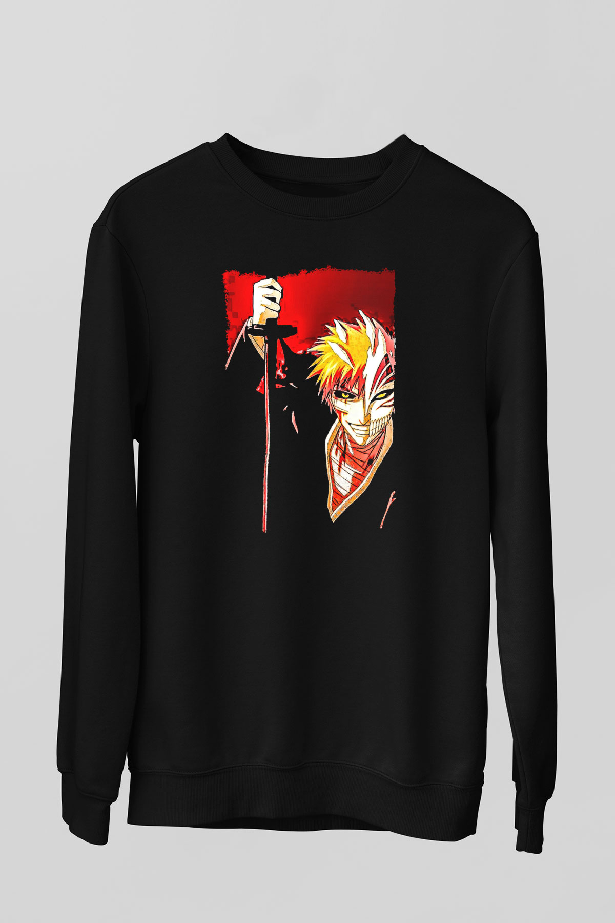 Bleach Baskılı Unisex Siyah Sweatshirt
