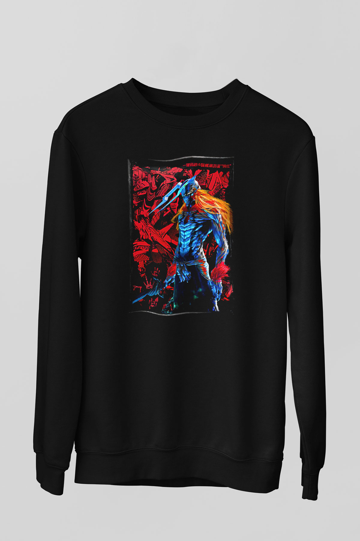 Bleach Baskılı Unisex Siyah Sweatshirt