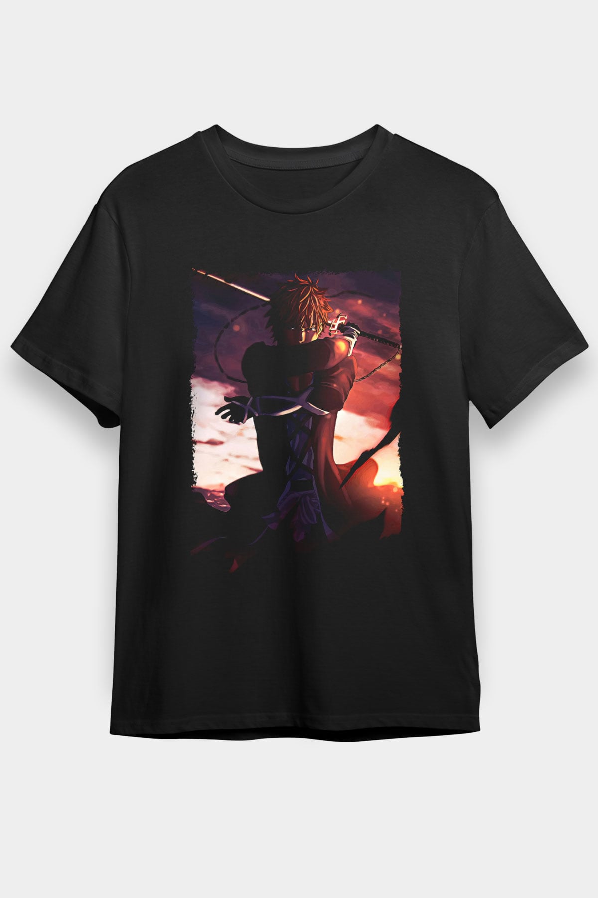 Bleach Baskılı Unisex Siyah Tişört - Tshirt
