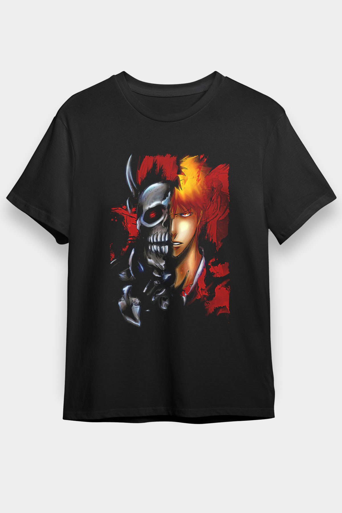 Bleach Baskılı Unisex Siyah Tişört - Tshirt