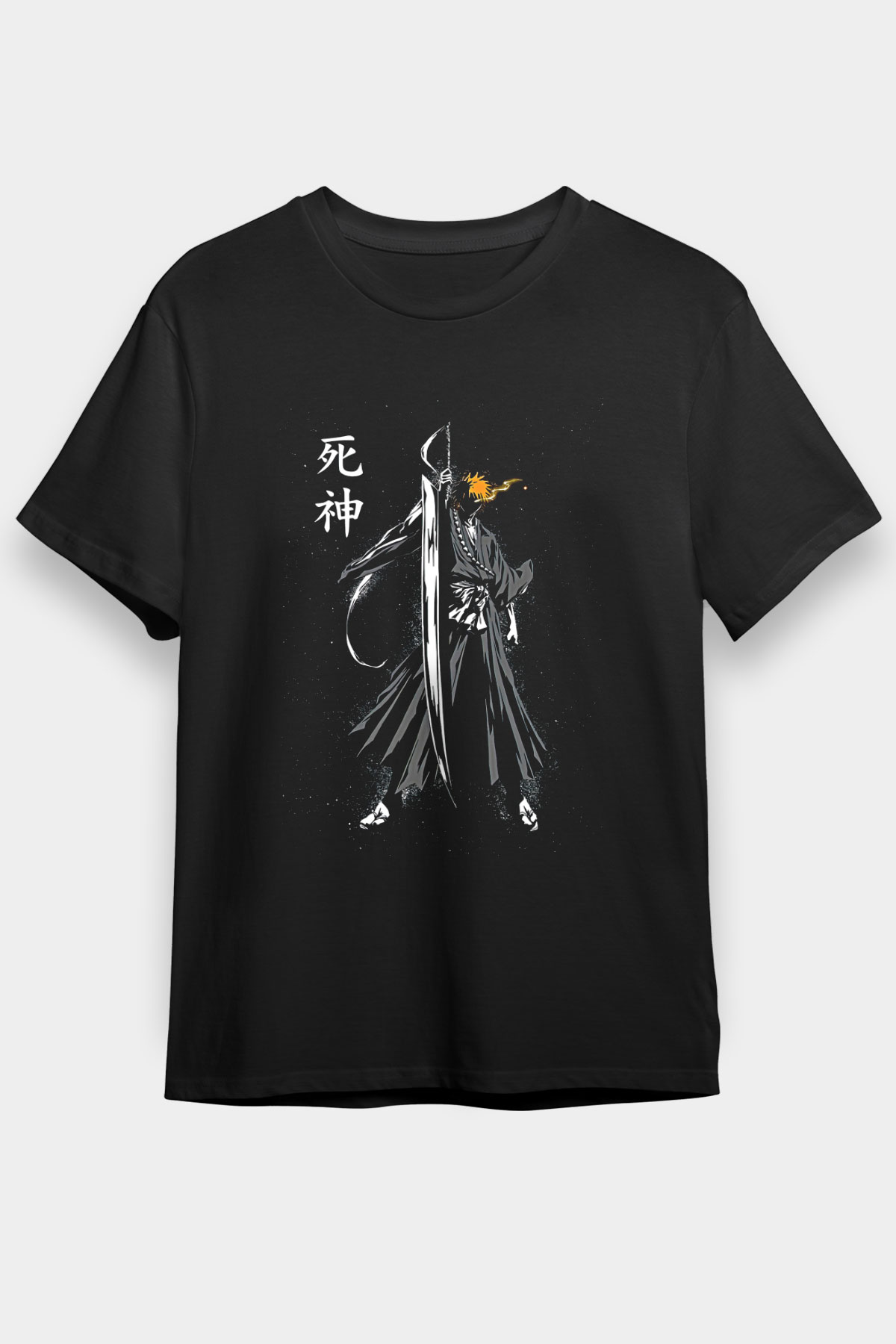 Bleach Baskılı Unisex Siyah Tişört - Tshirt
