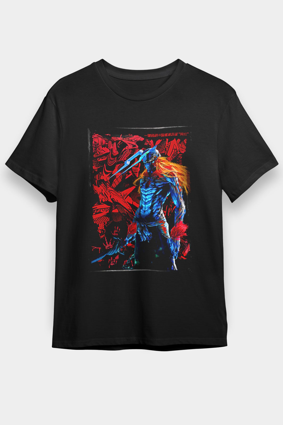 Bleach Baskılı Unisex Siyah Tişört - Tshirt