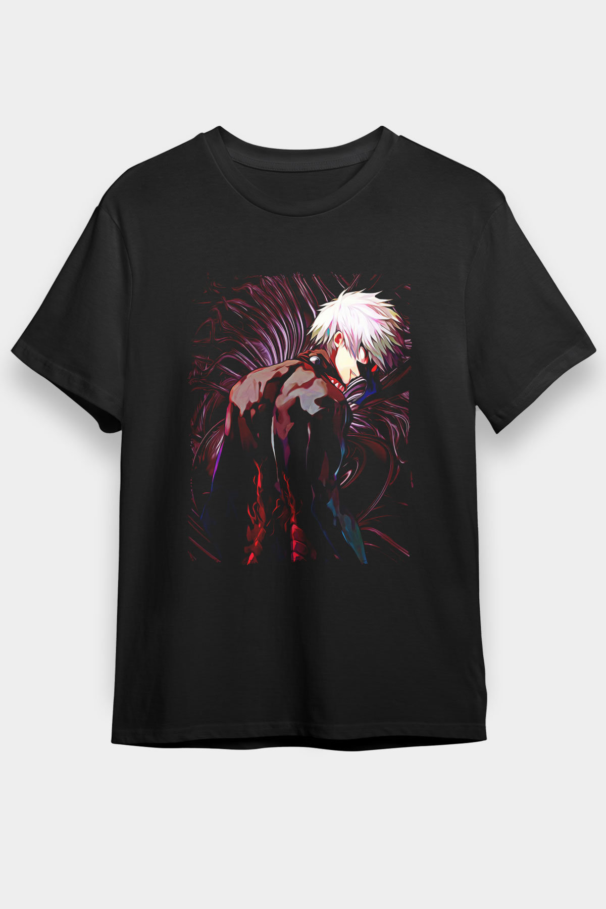 Bleach Baskılı Unisex Siyah Tişört - Tshirt