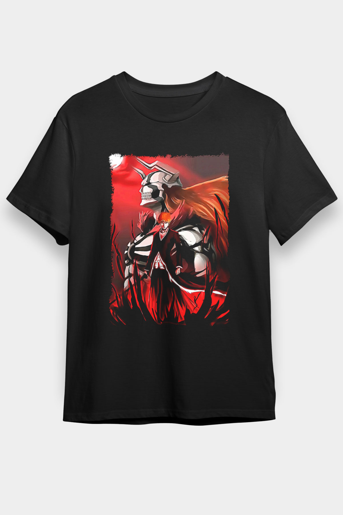 Bleach Baskılı Unisex Siyah Tişört - Tshirt