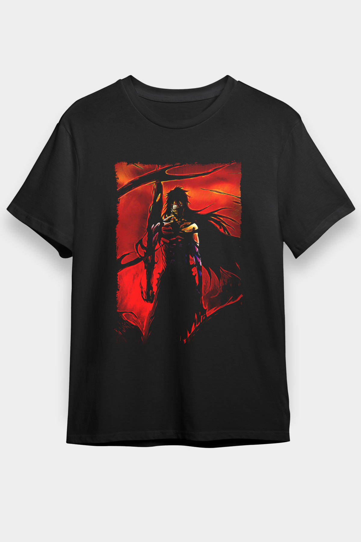 Bleach Baskılı Unisex Siyah Tişört - Tshirt