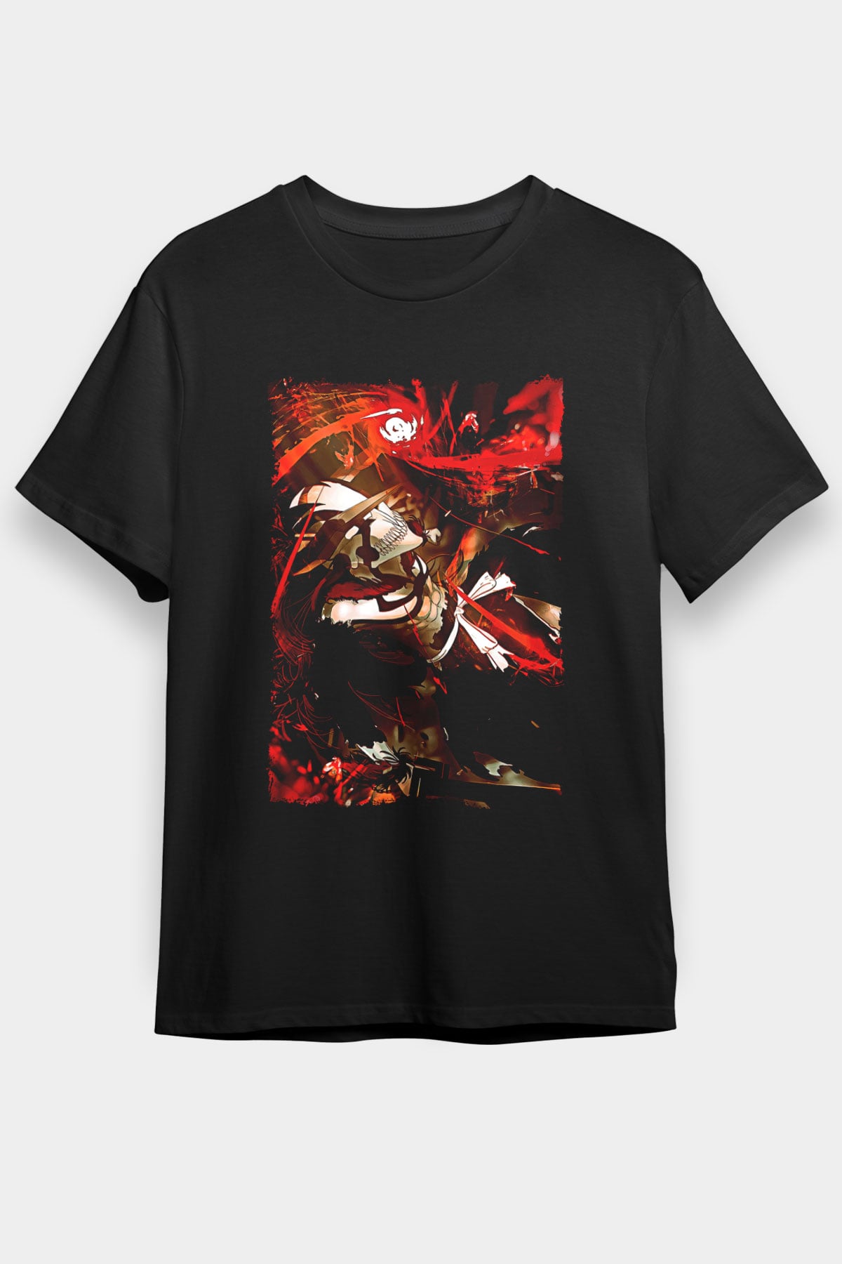 Bleach Baskılı Unisex Siyah Tişört - Tshirt