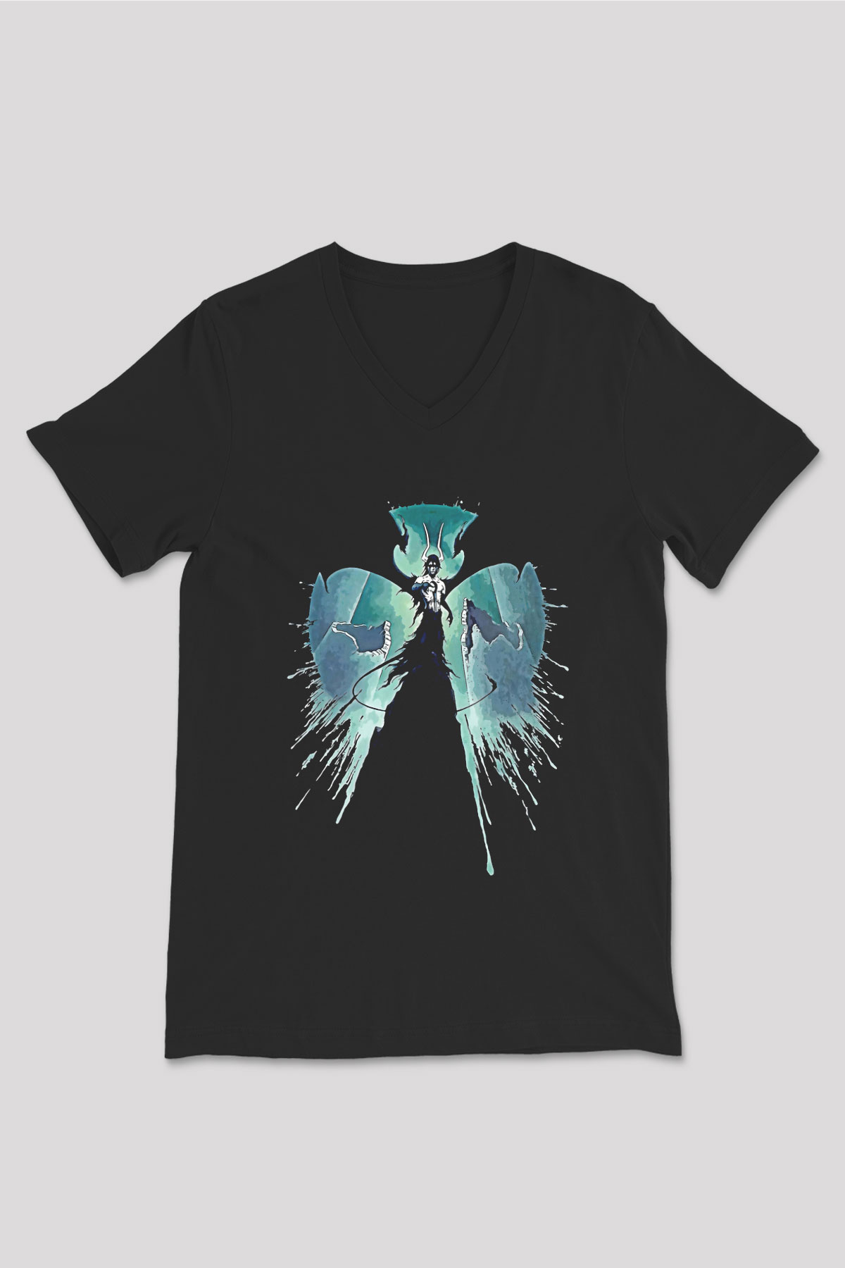 Bleach Baskılı Unisex Siyah V Yaka Tişört - Tshirt