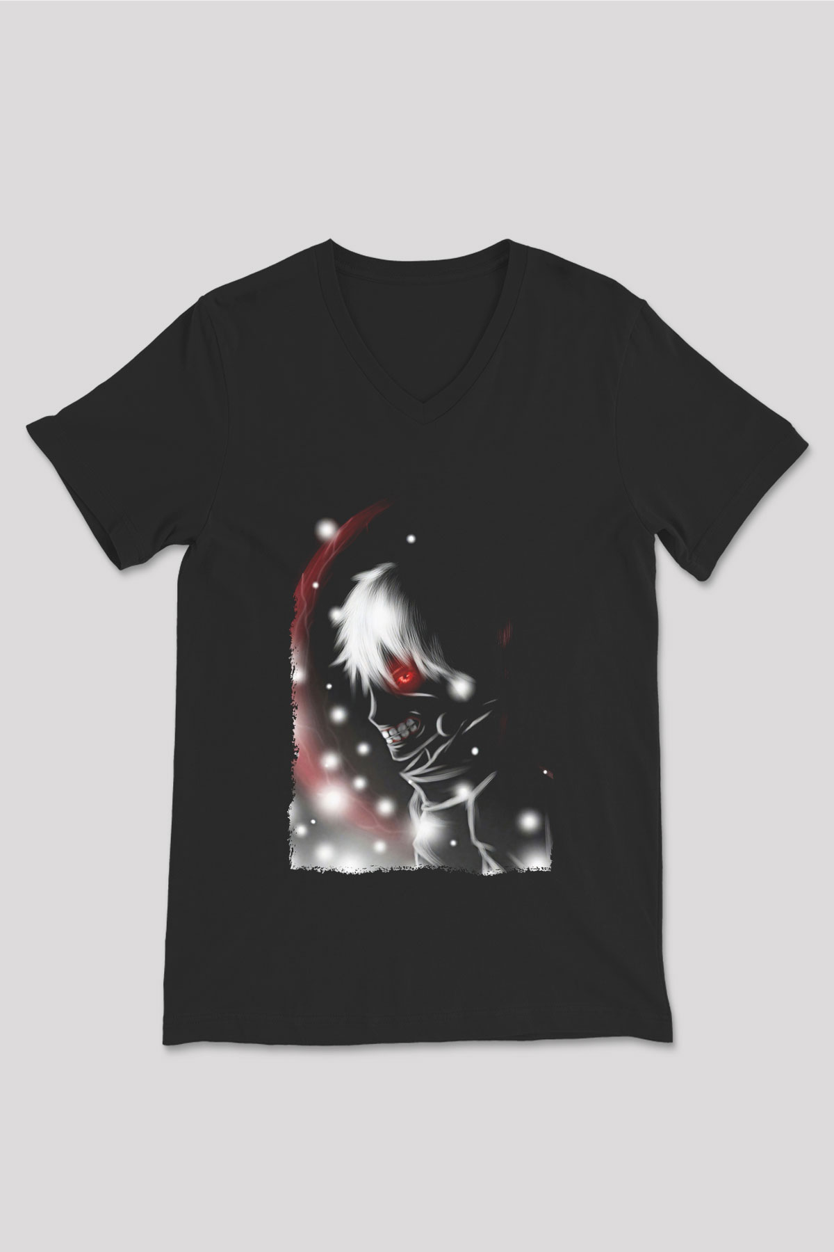Bleach Baskılı Unisex Siyah V Yaka Tişört - Tshirt