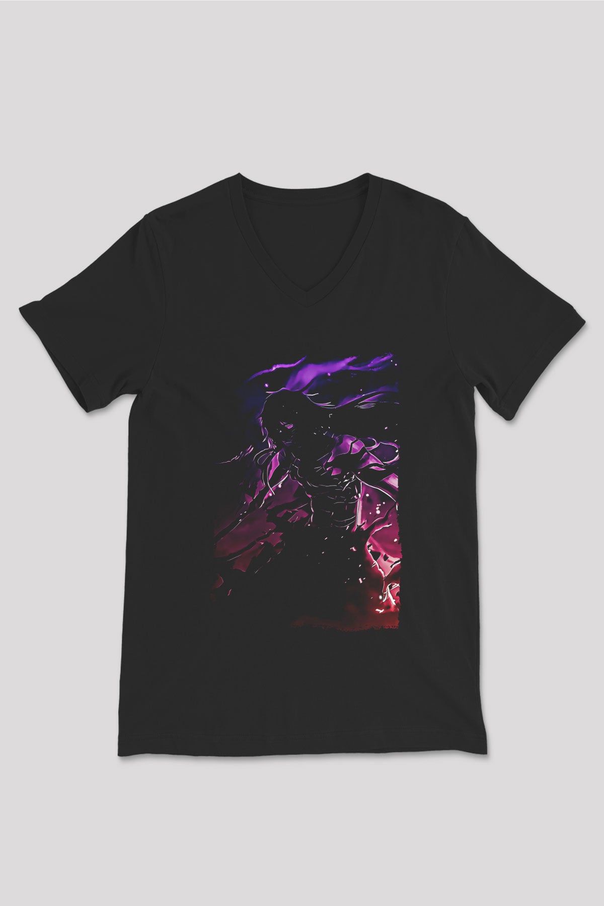 Bleach Baskılı Unisex Siyah V Yaka Tişört - Tshirt