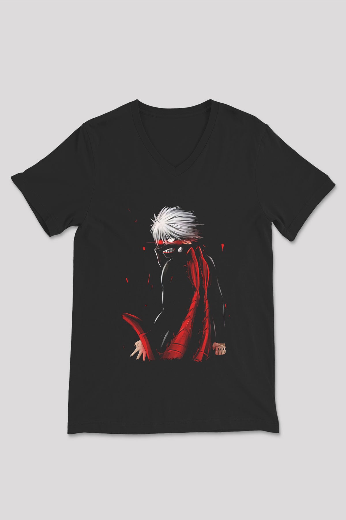 Bleach Baskılı Unisex Siyah V Yaka Tişört - Tshirt