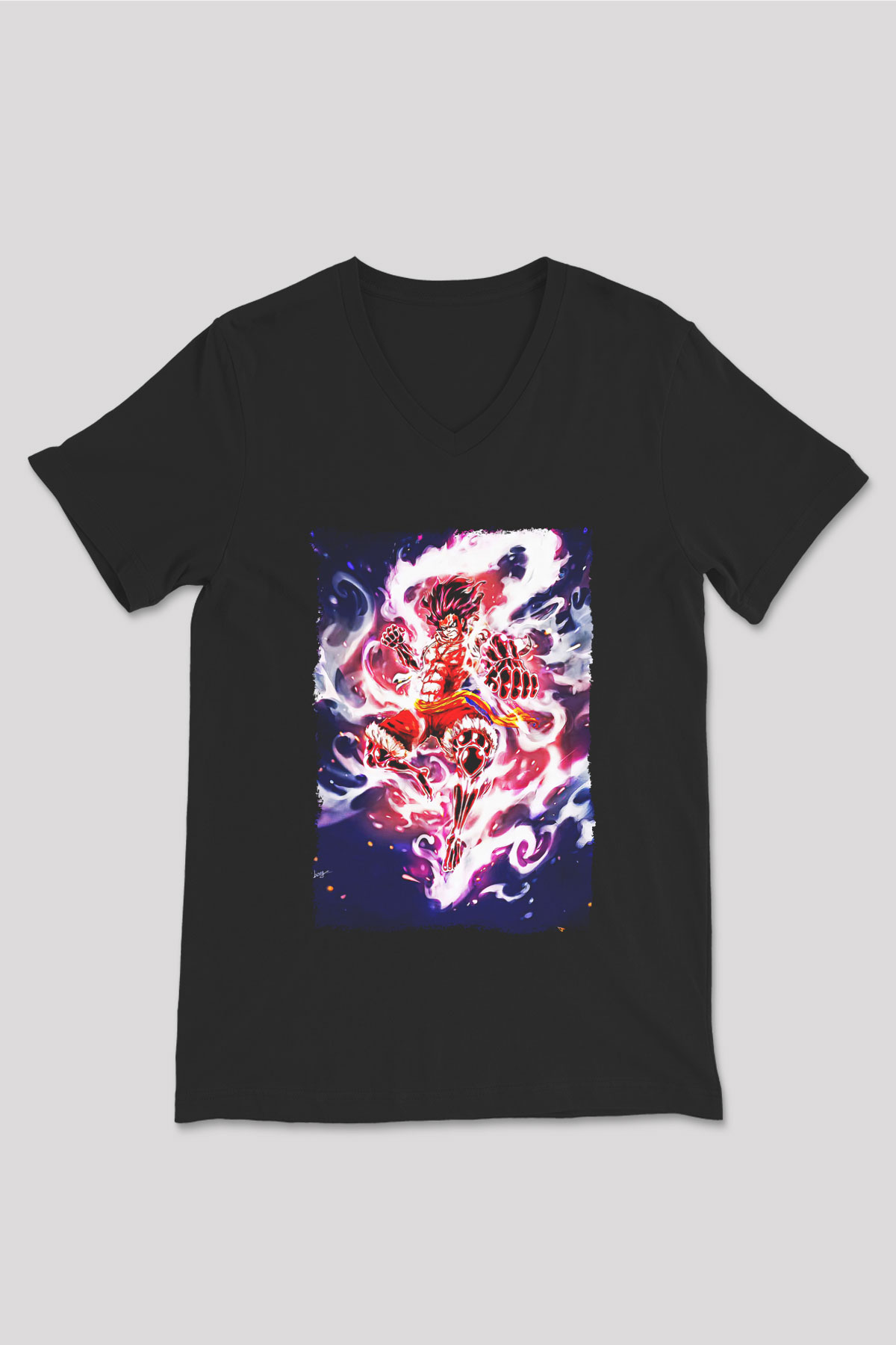 Bleach Baskılı Unisex Siyah V Yaka Tişört - Tshirt