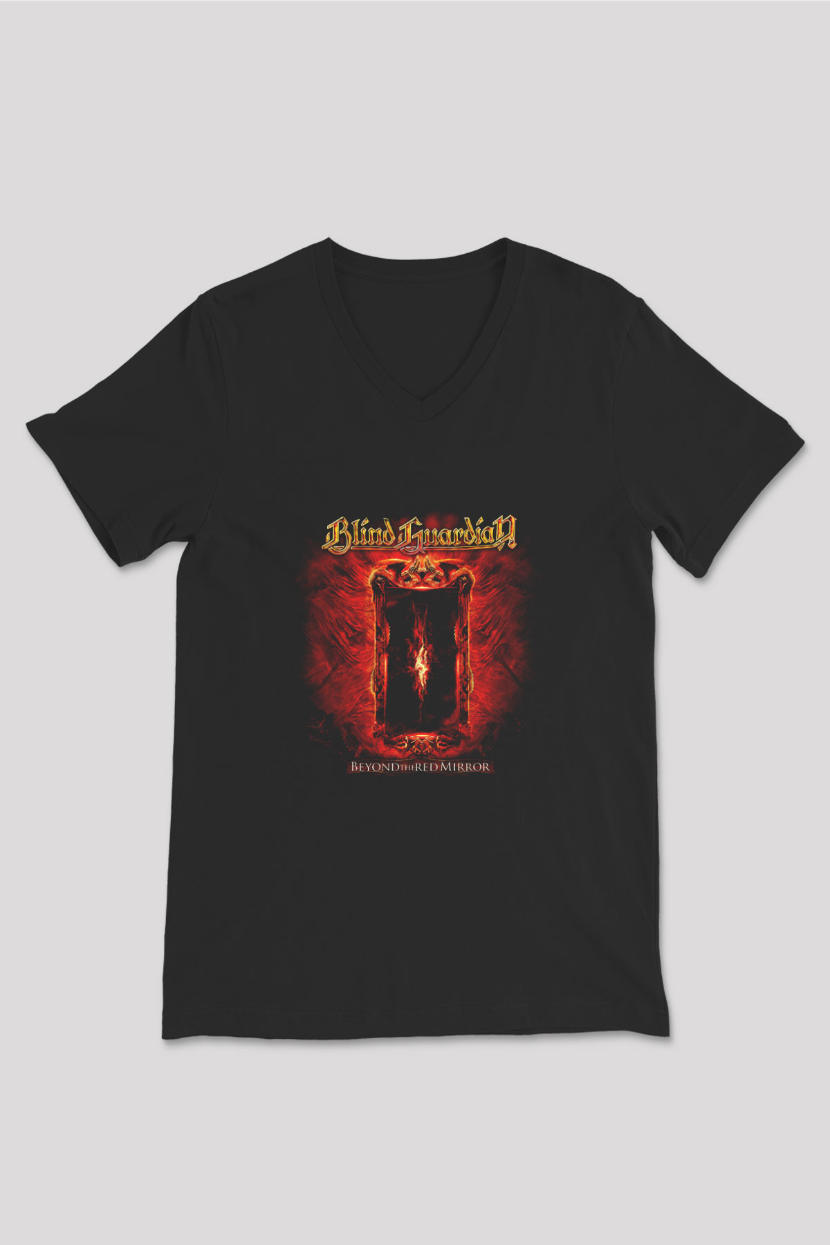 Blind Guardian Baskılı Unisex Siyah V Yaka Tişört