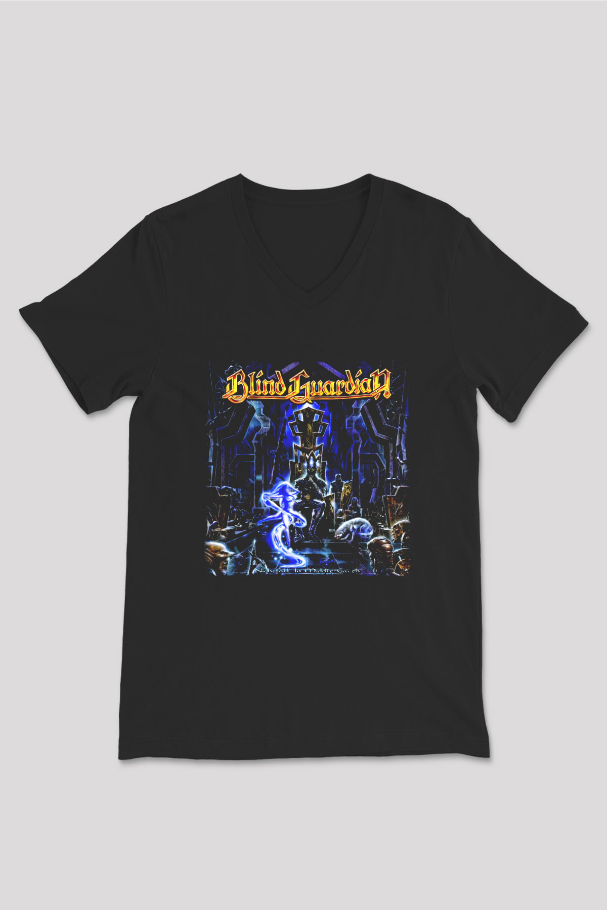 Blind Guardian Siyah Unisex V Yaka Tişört T-Shirt