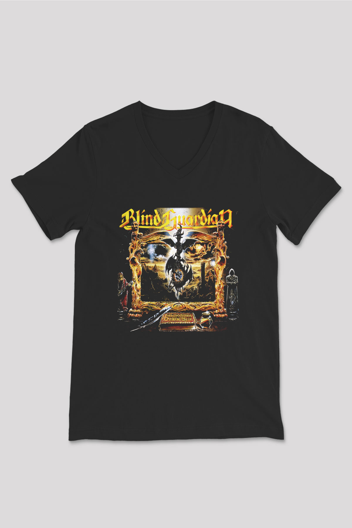 Blind Guardian Siyah Unisex V Yaka Tişört T-Shirt