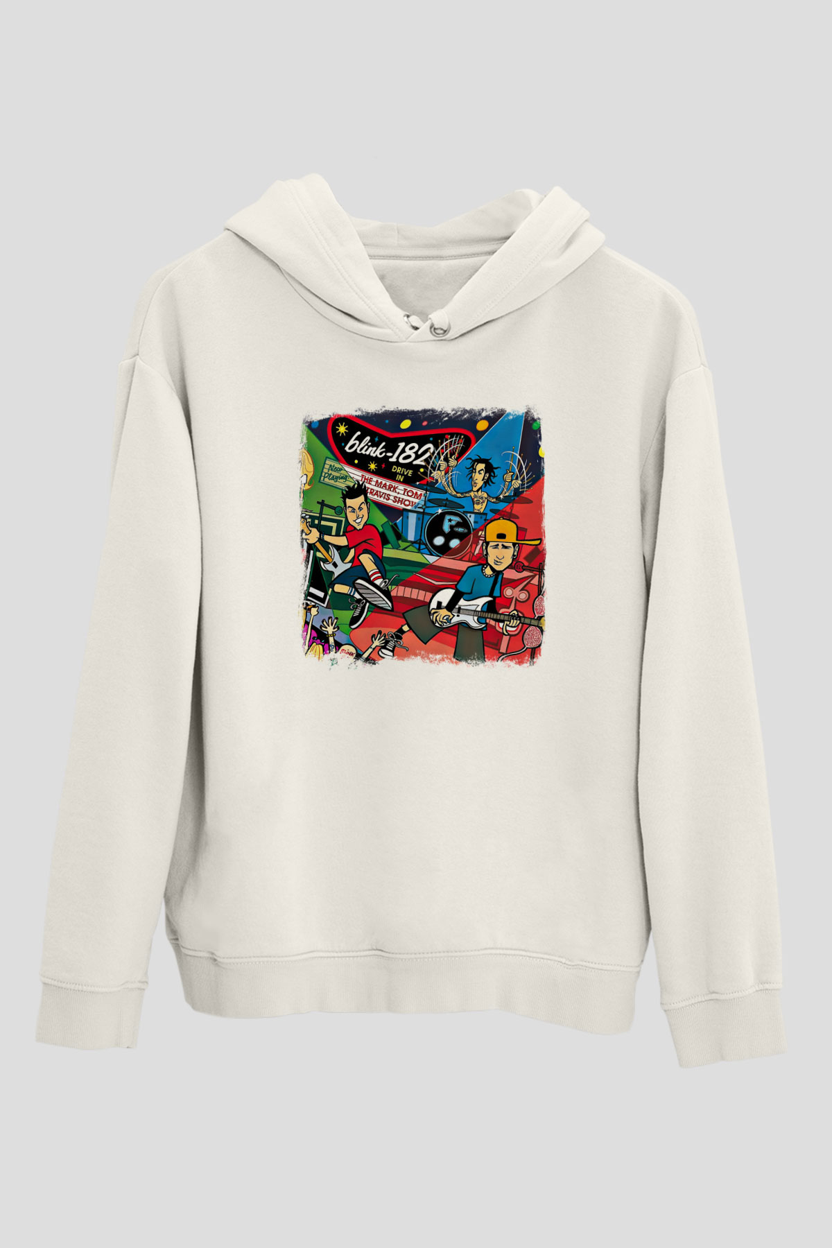 Blink-182 Baskılı Unisex Beyaz Hoodie