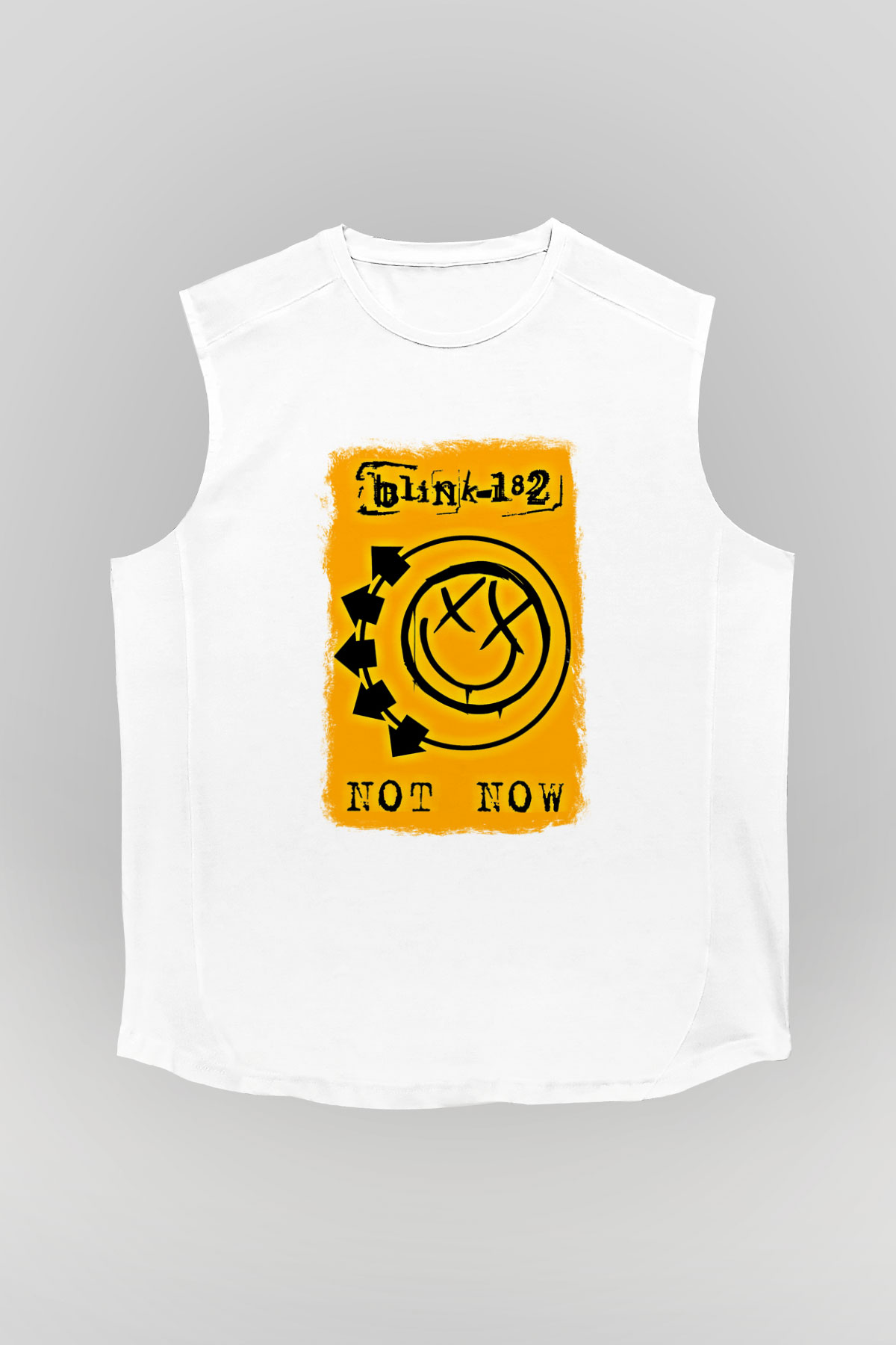 Blink-182 Baskılı Unisex Beyaz Kolsuz Tişört