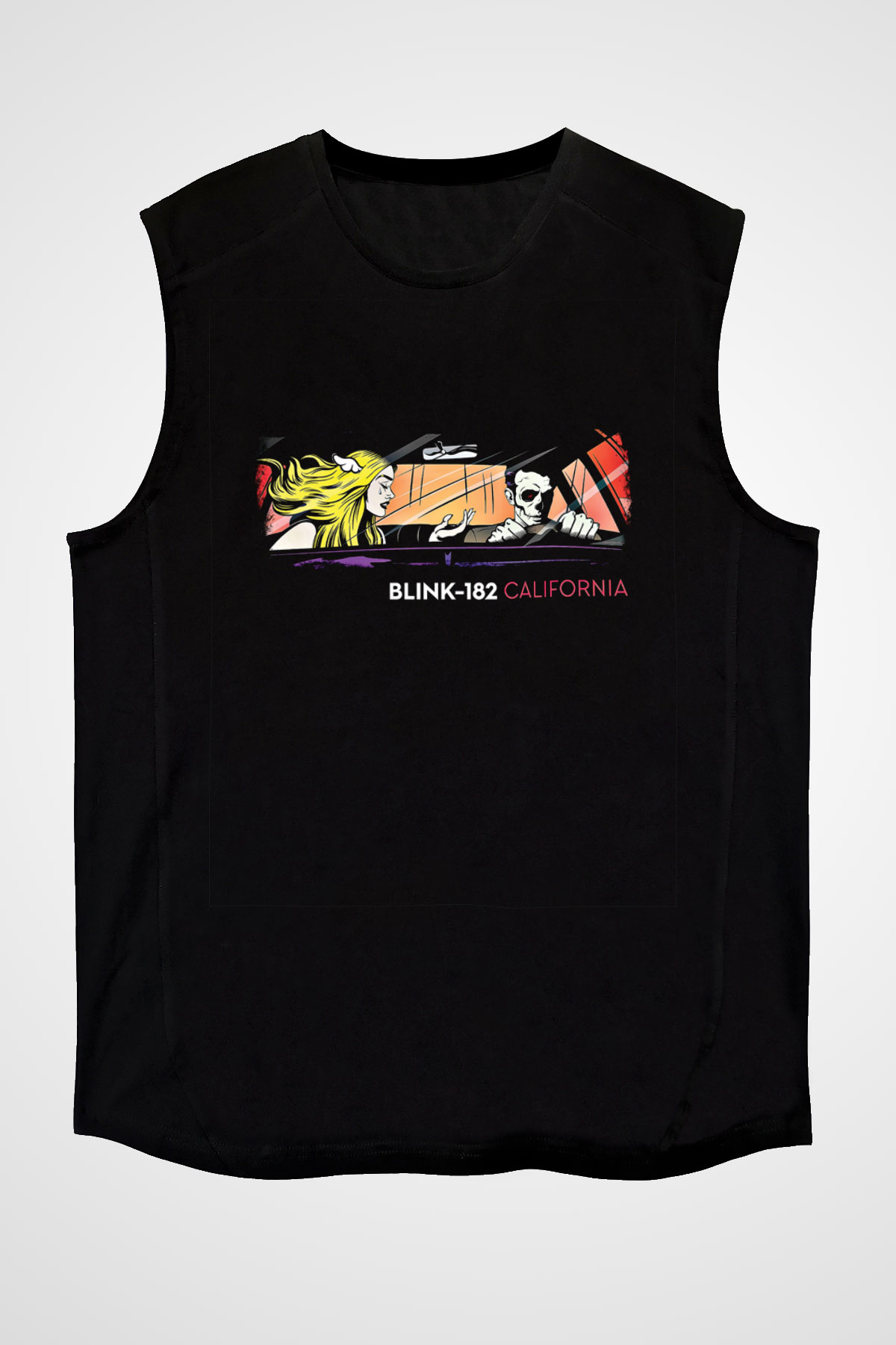 Blink-182 Baskılı Unisex Siyah Kolsuz Tişört