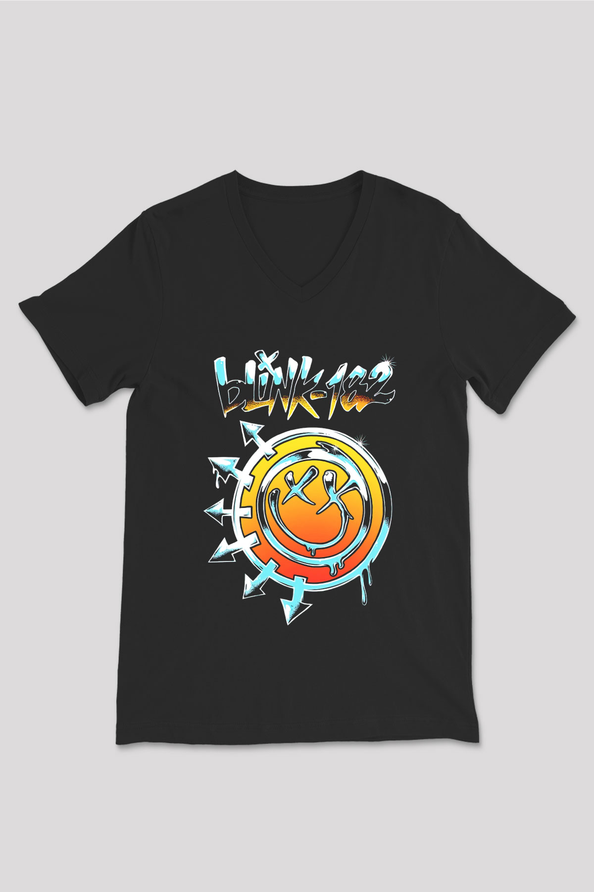 Blink 182 Siyah Unisex V Yaka Tişört T-Shirt