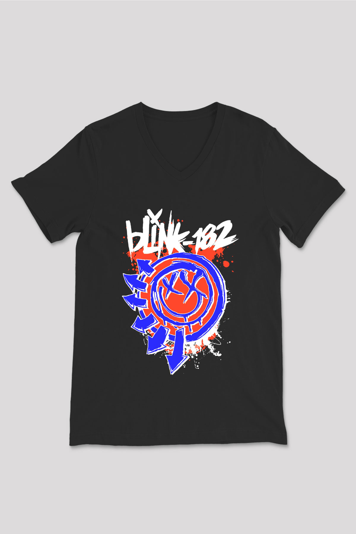 Blink 182 Siyah Unisex V Yaka Tişört T-Shirt