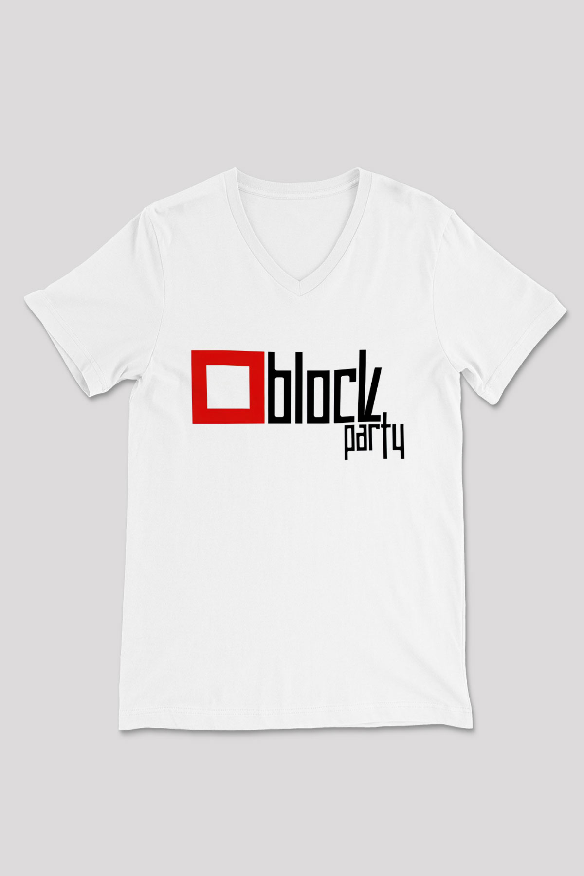 Bloc Party Beyaz Unisex V Yaka Tişört