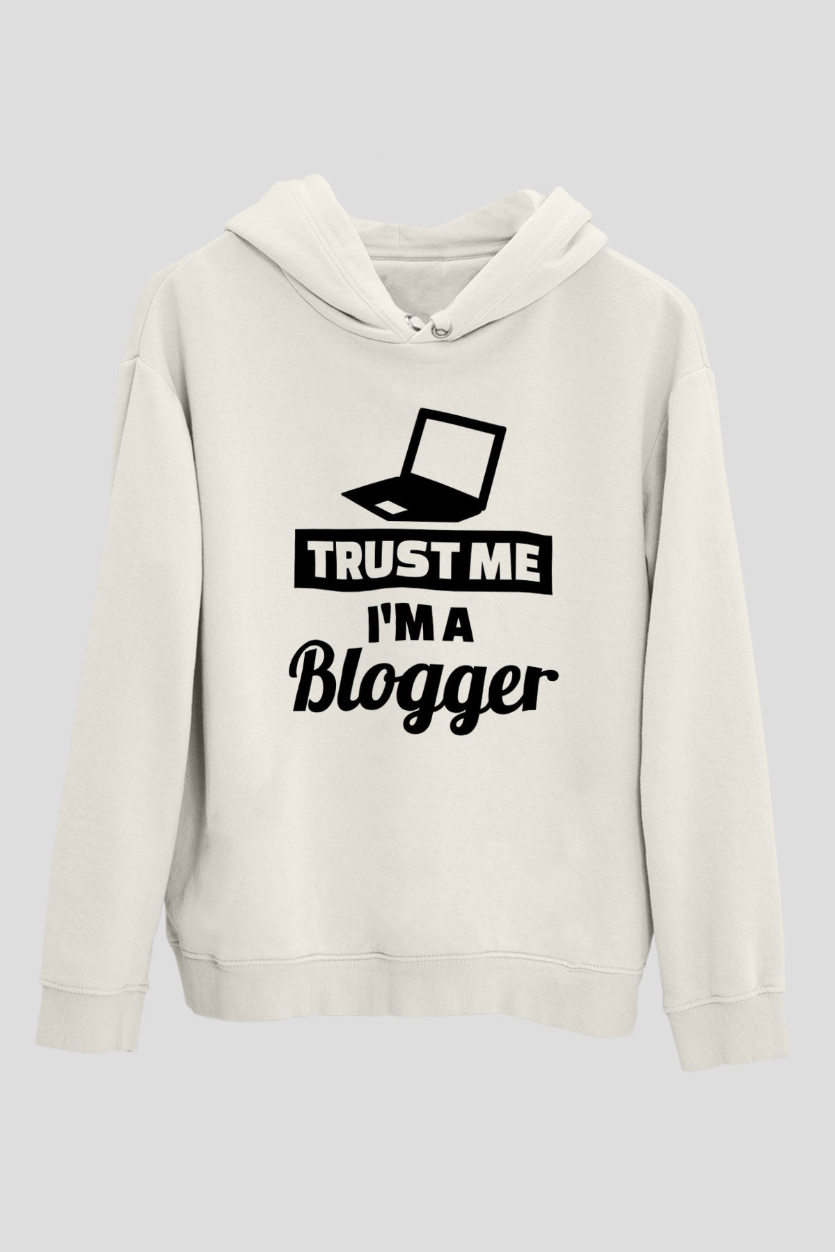Blogger Beyaz Unisex Kapüşonlu Sweatshirt