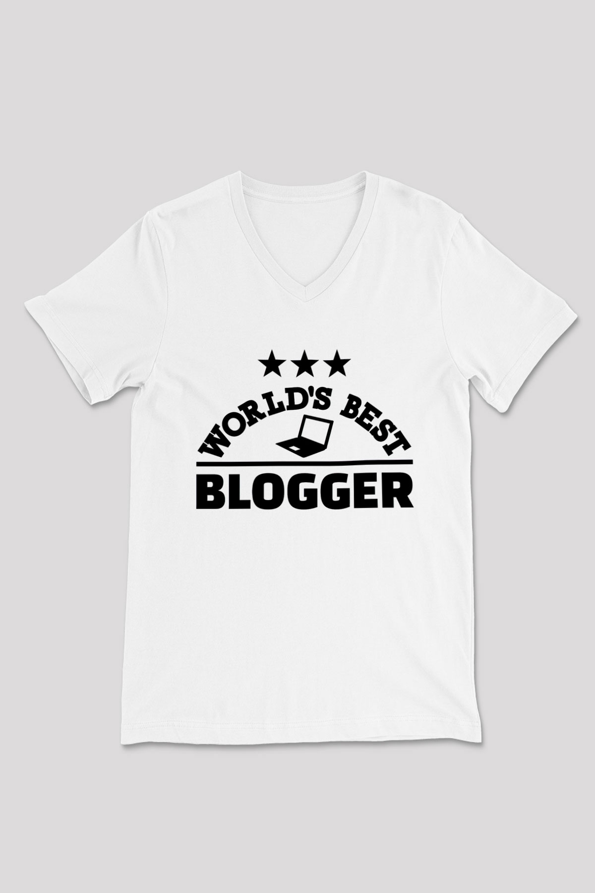 Blogger Beyaz Unisex V Yaka Tişört