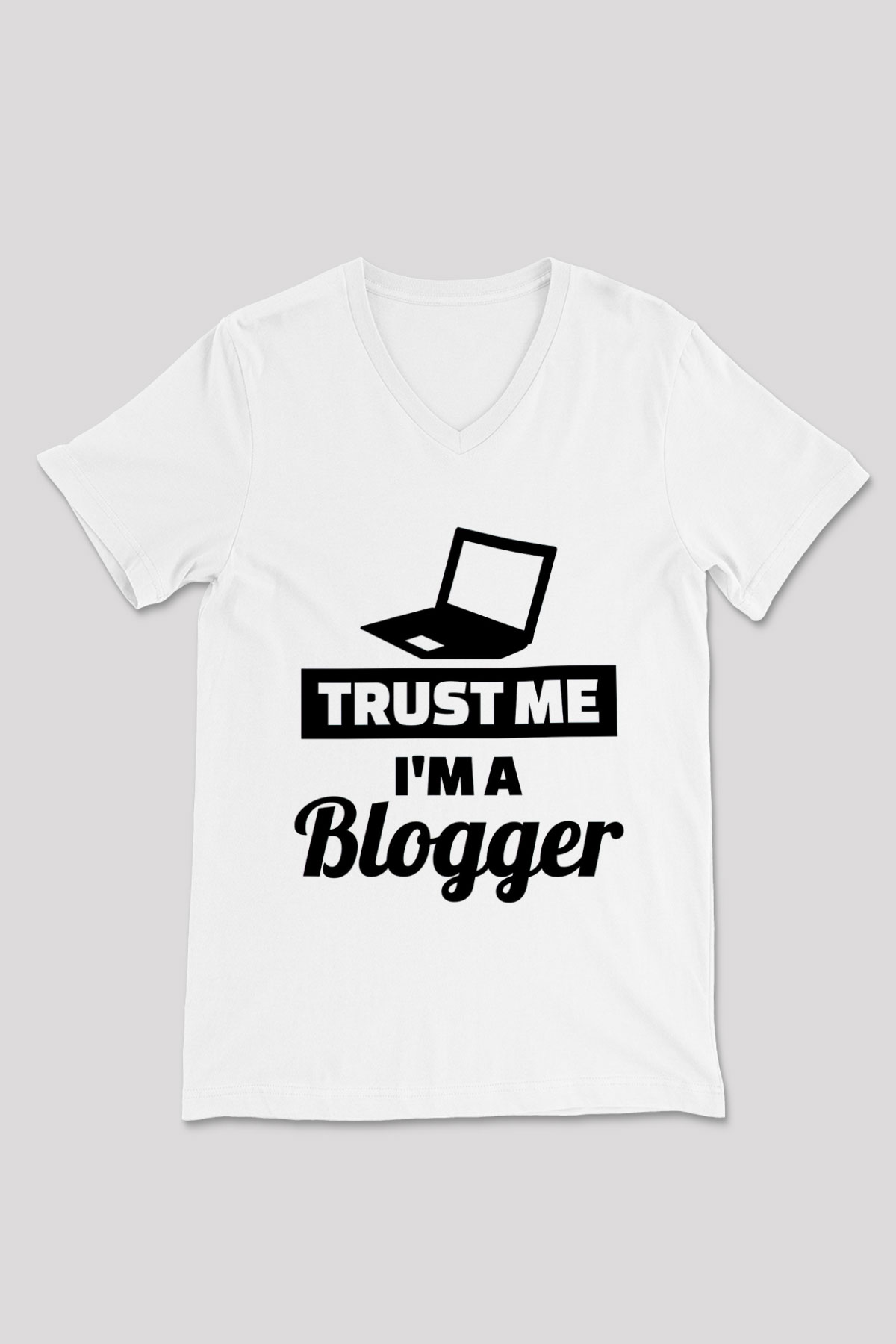 Blogger Beyaz Unisex V Yaka Tişört