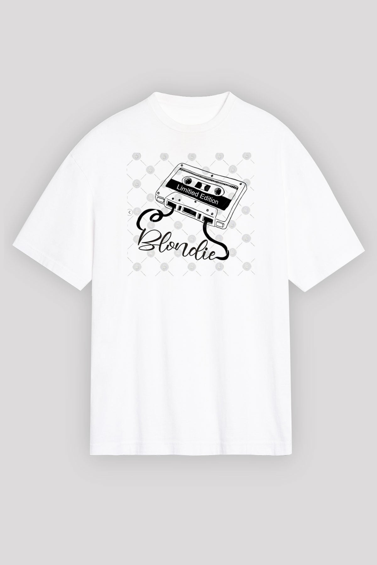 Blondie - Debbie Harry Baskılı Beyaz Unisex Oversize Tişört - Tshirt