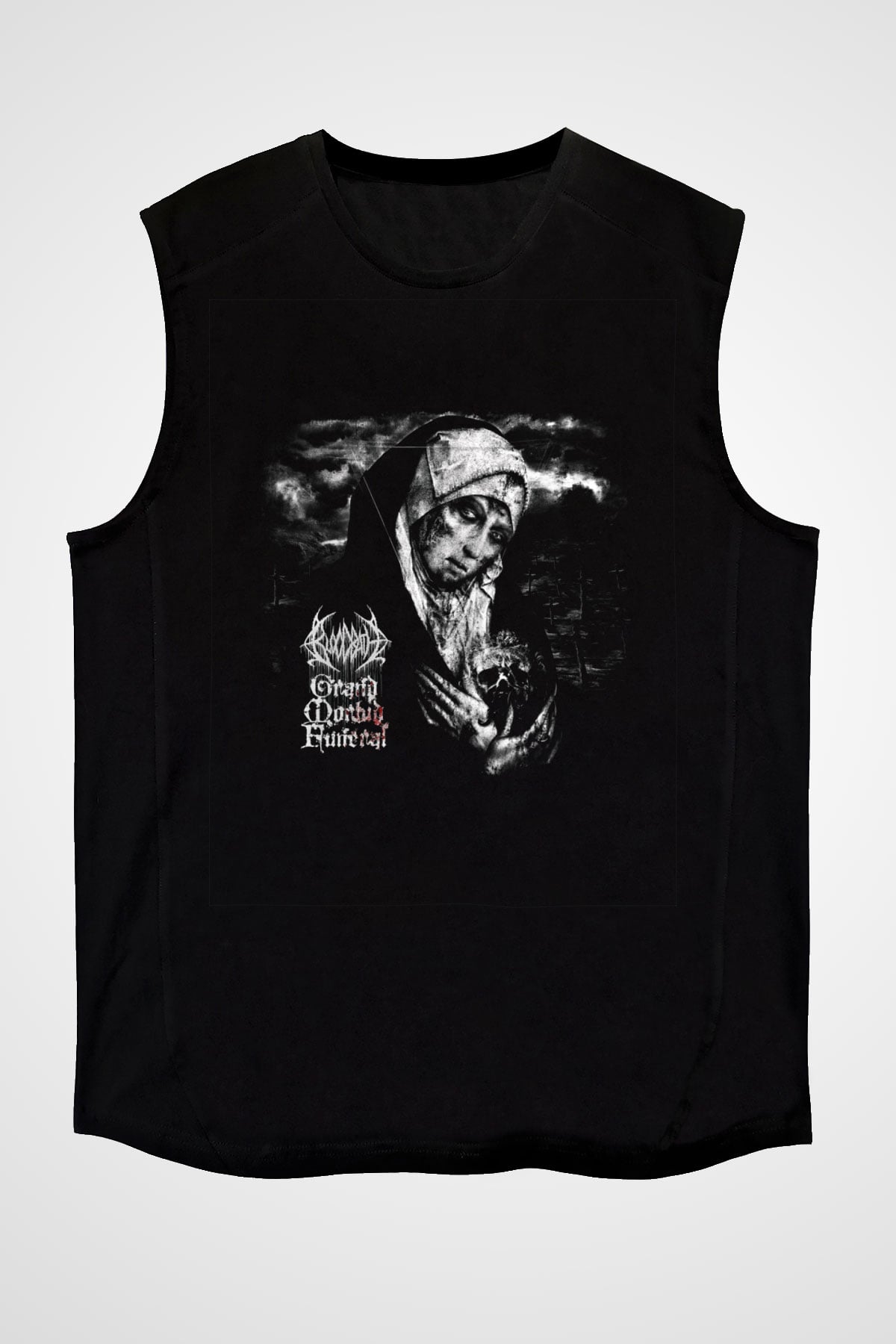 Bloodbath Baskılı Unisex Siyah Kolsuz Tişört