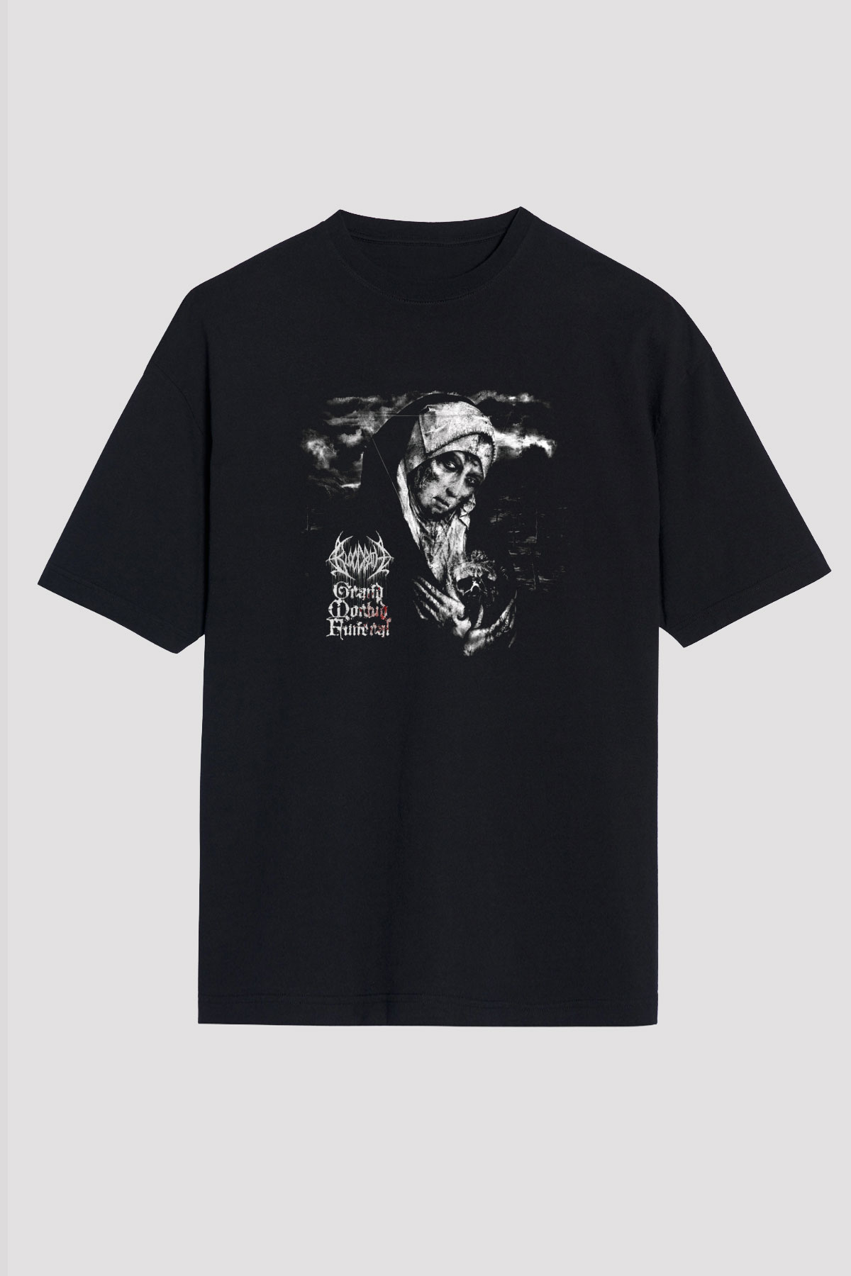 Bloodbath Baskılı Unisex Siyah Oversize Tişört