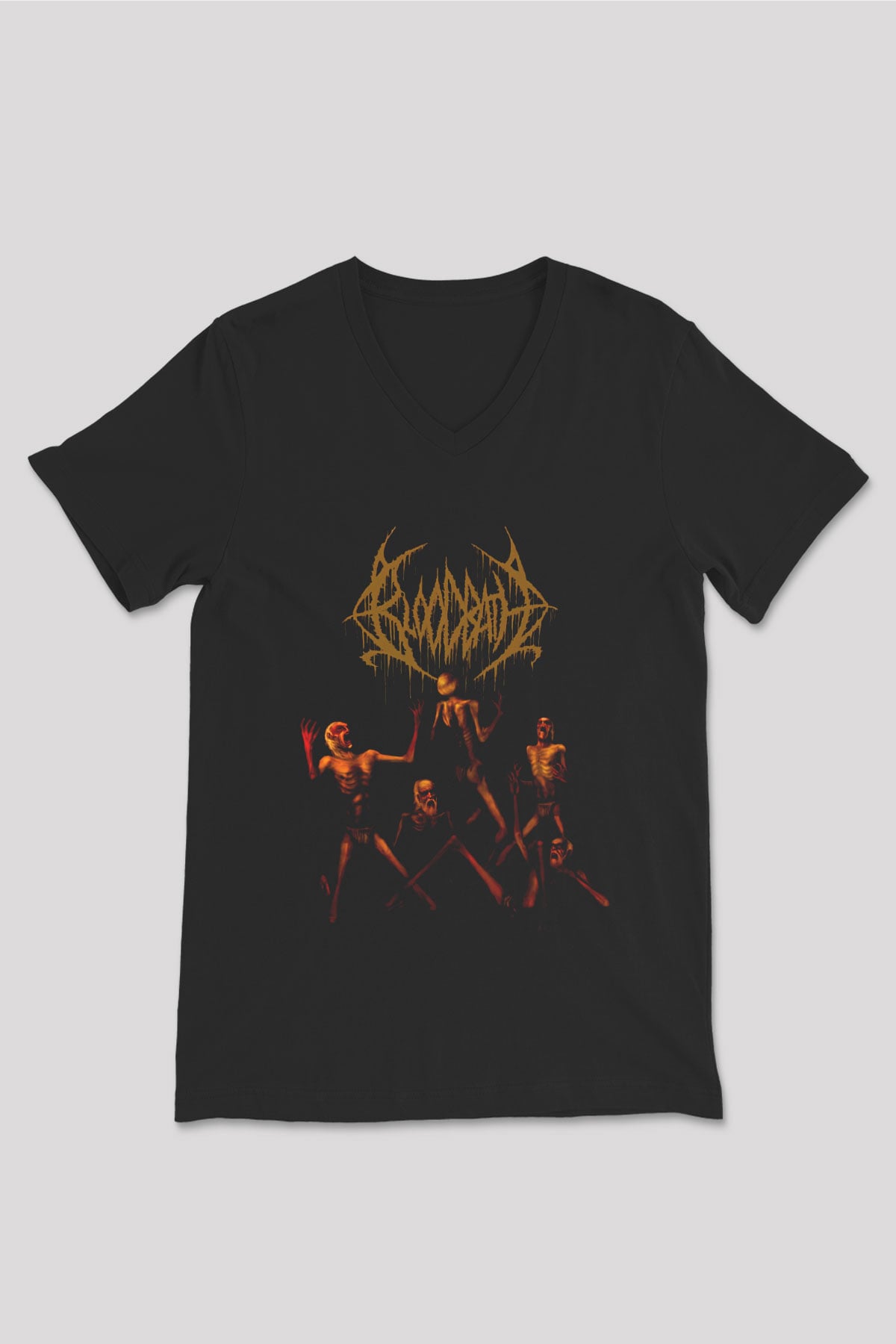 Bloodbath Siyah Unisex V Yaka Tişört T-Shirt