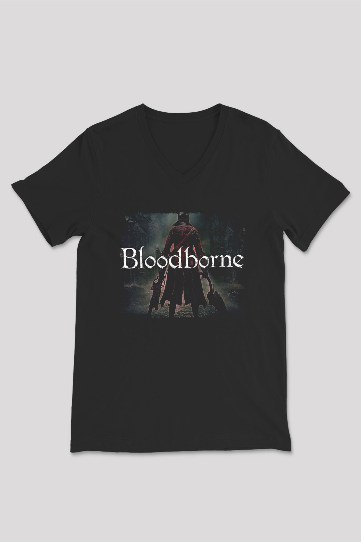 Bloodborne Siyah Unisex V Yaka Tişört