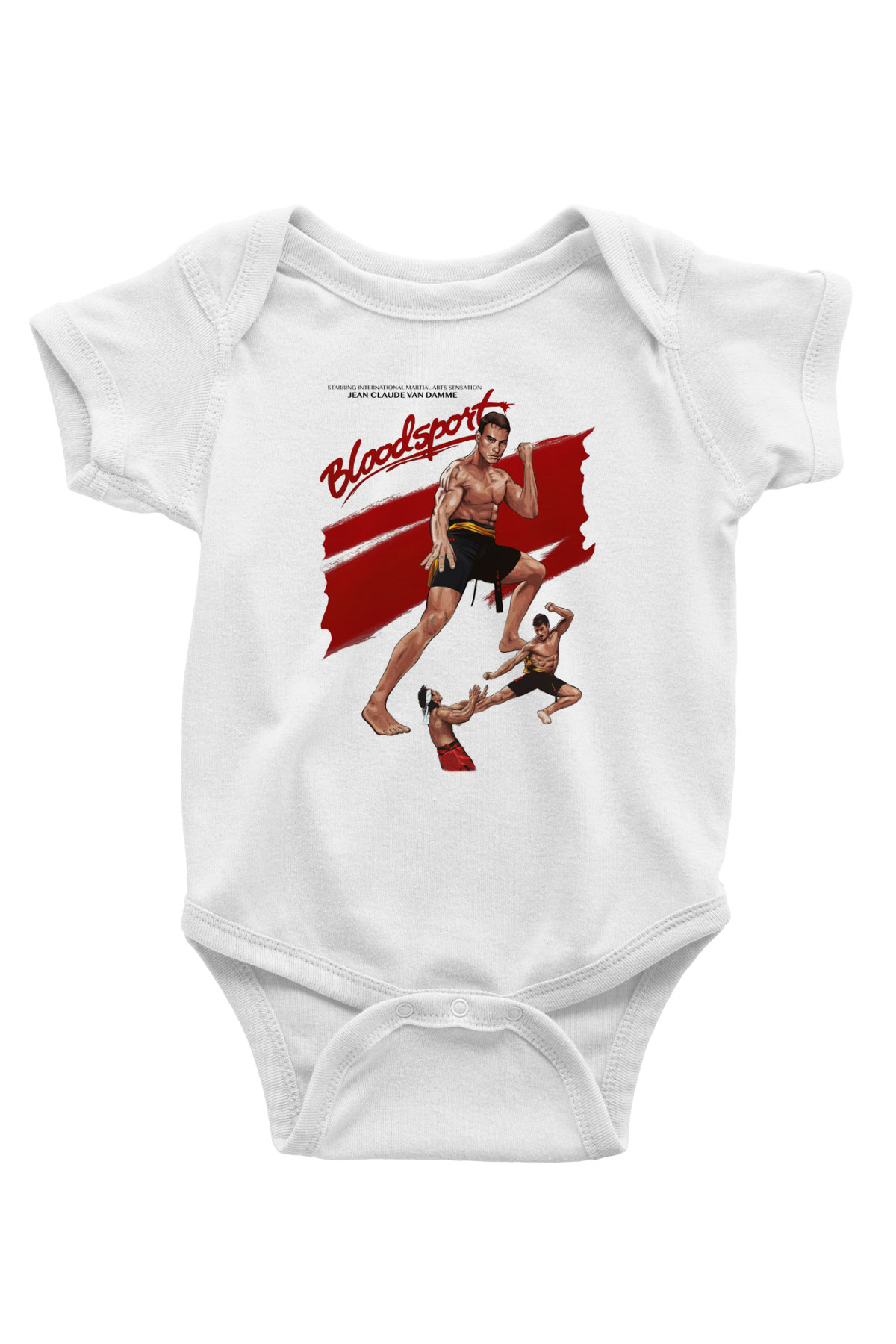 Bloodsport Kan Sporu Baskılı Beyaz Unisex Bebek Body - Zıbın